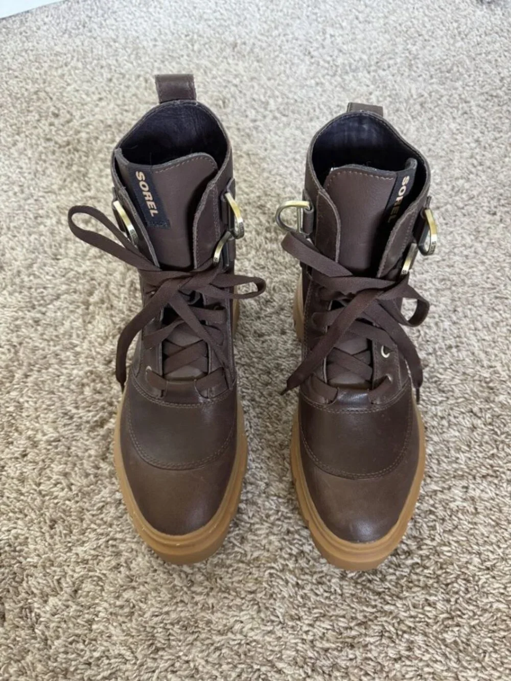 Sorel Caribou X Waterproof Leather Boots Tobacco Gum - 9